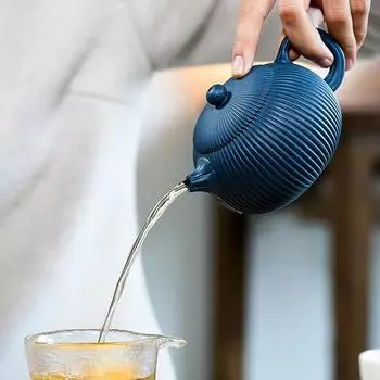 250 мл Знаменитые чайники из фиолетовой глины Исин, ручной работы, полосатый чайник Сиши, аутентичный чайный набор Цзыша из сырой руды и лазурной грязи Azure mud