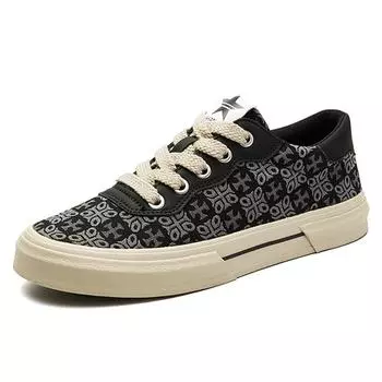 25138 Men S Shoes Fashion Casual Men S Canvas Shoes Printed Low-Top Flat Baseplate Shoes 38