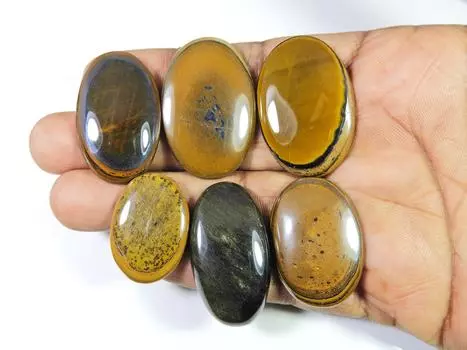259 карат натуральный тигровый глаз Шива овальный кабошон россыпью драгоценный камень 6 шт. лот 28-38 мм RQ-1238