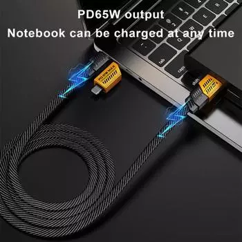 25/100/150/200 СМ Зарядный кабель 4-в-1 PD 65 Вт USB Type-C 8-контактный портативный портативный мобильный телефон с быстрой зарядкой для планшета Плетеный кабель для передачи данных Проводной шнур Аксессуары для телефонов S чёрный