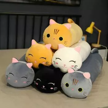 25-100 см новая гигантская мягкая плюшевая подушка для сна с длинными кудрями белая черная коричневая мягкая плюшевая игрушка для кошек для детей подарок 25cm