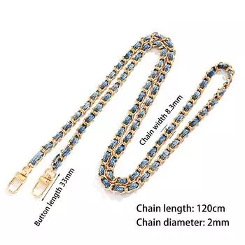 25/120 см регулируемая металлическая цепочка для сумки из плетеного денима, ремень для сумки через плечо, съемные ремни ручной работы 25cm золотой