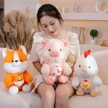 25/35/45 см Мягкие животные мультяшные собаки свиньи куры подушки подушки милые мягкие игрушки плюшевые игрушки подарок на день рождения 25cm