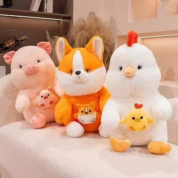 25/35/45 см Обнимашка Собака Свинья Курица Плюшевая Мягкая игрушка для снятия стресса и беспокойства Домашний Декор Подушка Очень Милый Подарок Детям 25cm
