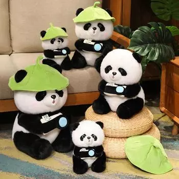 25/35/45 см плюшевые игрушки панда милые животные медведи косплей пчелы и листья лотоса подушка мягкая набивная для детей подарок 25cm