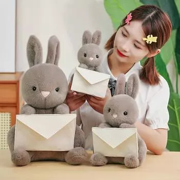 25/35/50 см креативный конверт кролик плюшевая кукла милый мягкий сидящий кролик детская комната украшение рабочего стола подарок для друга 25cm серый