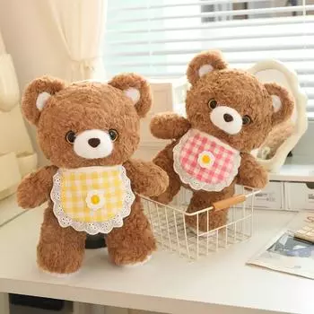 25/35 см мультяшный медведь с нагрудником плюшевые игрушки мягкая мультяшная кукла медведь в свитере украшение комнаты подарки на день рождения 25cm