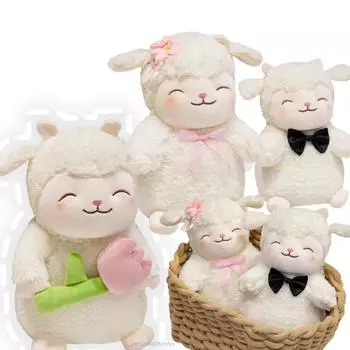 25/35 см плюшевые овцы с цветами, животные, овцы с галстуком-бабочкой, куклы из хлопка, супер мягкие декоративные игрушки, забавные украшения для девочек и мальчиков about 25cm