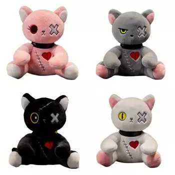 25/35 см темная серия плюшевая игрушка для кошек, пасхальная кукла-кошка, мягкая кукла в готическом стиле в стиле рок, плюшевые игрушки для кошек, подарок на день рождения и Рождество 25cm чёрный
