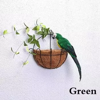 25/35cm Handmade Simulation Parrot Creative Feather Lawn Figurine Ornament Animal Bird Garden Bird Prop Decoration Miniature 25 cm зелёный