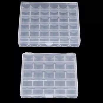 25/36 катушек, шпульки, швейная машина, пустой шпульный чехол, органайзер, коробка для хранения 11.8x9.7x2.5cm прозрачный