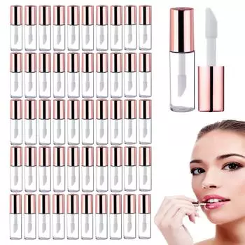 25/40/50 штук 1,2 мл прозрачный красивый тюбик для блеска для губ Пустой флакон для помады Контейнер с резиновой вставкой Пресс Маленькая капельница для пробного макияжа Black 25pcs