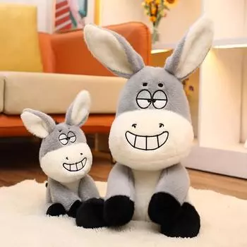 25/40 см милая игрушка с большими глазами и улыбкой, милый серый ослик, плюшевая кукла, мягкое животное для детской комнаты, декор, подарок 25cm серый