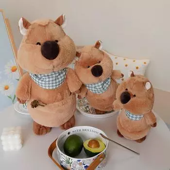 25~40 см плюшевая игрушка со сломанным хвостом и лапкой карлика, милый валлаби, супер милый нагрудник, праздничные подарки, детский подарок на день рождения 25cm коричневый