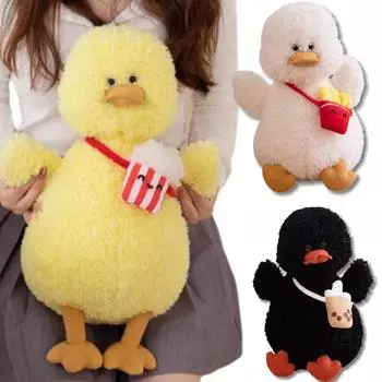 25/40 см рюкзак для закусок утка плюшевая кукла подушка картофель фри молоко чай попкорн длинный флис утка плюшевая игрушка подарок для девочек и мальчиков about 25cm