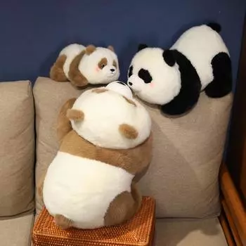 25~45 см суперзвезда плюшевая панда игрушки милая лежачая панда подушка мягкая игрушка медведь милый детский подарок на день рождения 25cm чёрный