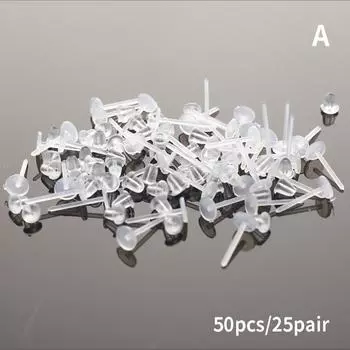 25/50/100 пар невидимых пластиковых мягких силиконовых резиновых сережек-оснований штифтов для сережек-гвоздиков 25pair