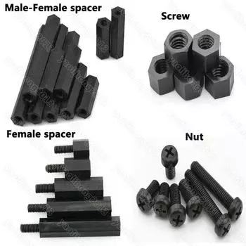 25/50/100 шт. Черный пластиковый нейлон M3 шестигранная стойка опора распорка винт гайка M3*6mm 25pcs||Female Spacer