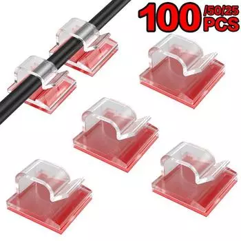 25/50/100 шт. зажимы для кабеля самоклеящиеся органайзер для шнура черный держатель для проводов зажим-органайзер самоклеящиеся автомобильные зажимы для проводов аксессуары 25pcs чёрный