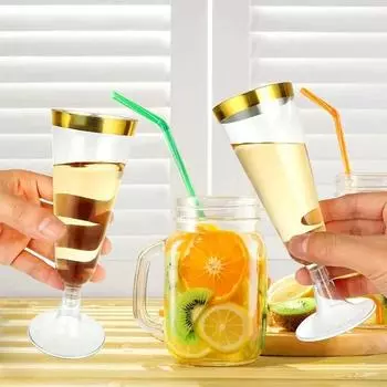 25/50/100 шт. 150 мл одноразовые стаканчики прозрачные пластиковые фужеры для шампанского барные стаканчики тосты для свадебных вечеринок коктейльные стаканчики 25pcs чистый