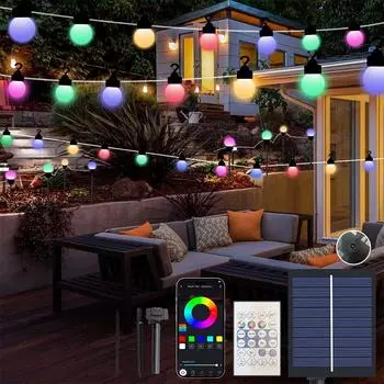 25/50/75 светодиодных шаровых гирлянд, солнечные сказочные гирлянды, спальня, балкон, кемпинг, палатка, рождественские украшения, управление с помощью приложения «сделай сам» 5M 25LED разноцветный