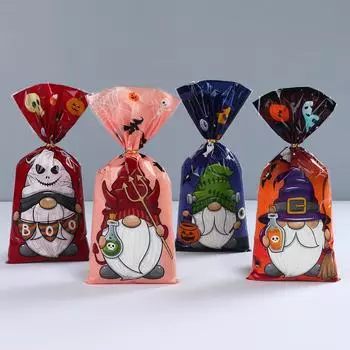 25/50 шт. Сумка для сладостей в виде призрака на Хэллоуин, украшение на Хэллоуин 2024, пластиковая подарочная сумка для печенья, праздничные принадлежности для детей 25pcs
