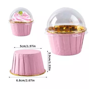 25/50 шт. Золотисто-розовые одноразовые формочки для кексов с крышками, бумажные держатели для кексов, термостойкие формы для выпечки кексов, формочки для кексов 25pcs