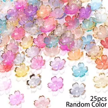 25/55/105 шт. акриловых бусин в форме цветка вишни, разделительные бусины в форме цветка, бусины в форме цветка с пятью лепестками, летние пляжные цепочки на лодыжку своими руками 25pcs