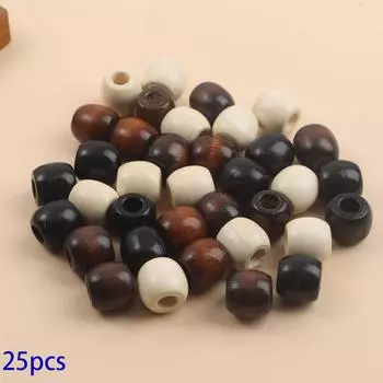 25/55/105 шт. деревянные ведра с большим отверстием, бусины из европейской сосны, 4-цветные плетеные бусины из натурального дерева, бусины и комбинации бусин 25pcs