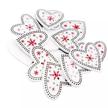 25 деревянных рождественских пуговиц в виде снежинок, украшение в виде сердца любви 35x33 мм 35x33mm