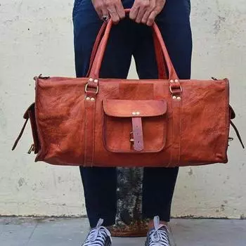 25-дюймовая мужская спортивная сумка из натуральной кожи, дорожная сумка для ночного отдыха в выходные дни (25 дюймов) 25 X 10 X 8 коричневый