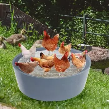 25-дюймовая ванна для куриной пыли, силиконовая, регулируемая, бездонная, ванна для куриной пыли, контейнер для чистки петухов и кур, аксессуар для курятника серый