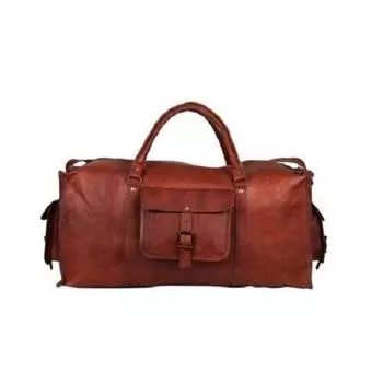 25-дюймовая винтажная дорожная спортивная сумка Duffle из темно-коричневой кожи унисекс большого размера 25 x 9 x 8 in коричневый