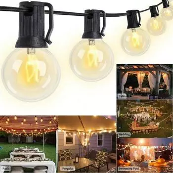 25 футов 25 лампочек Эдисона, уличные светодиодные гирлянды, гирлянды, гирлянды, садовые патио, свадебные рождественские украшения, освещение 220 В, ЕС
