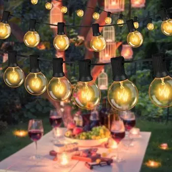 25 футов 30 футов 50 футов сказочные гирлянды со стеклом, винтажные лампочки, уличная патио, садовая гирлянда, рождественские украшения, светодиодные лампы, вилка европейского стандарта