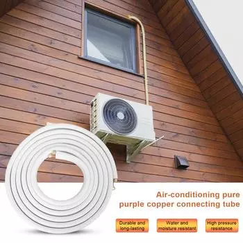 25 футов пара кондиционера змеевик трубка 1/4 дюйма 3/8 дюйма изолированный провод комплект 1P детали кондиционера трубка хладагента для фиксированной частоты