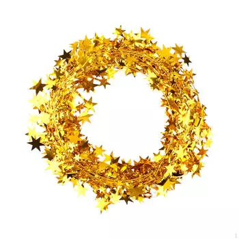 25 футов Рождественская гирлянда из железной проволоки со звездами, настенное украшение для входной двери золотой