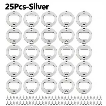 25 Iron Sheet Bottle Openers with Nickel-plated Screws Thickened Round Beer Bottle Opener Hardware Accessories Silver