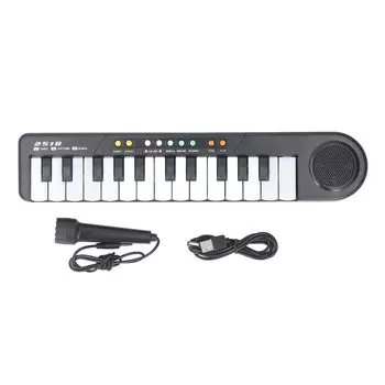 25 Keys Kids Piano Adjustable Tone Electronic Keyboard Music with 24 Demo Rhythms and Sound ABS for Children Keyboard, Toy, Effects, Material,