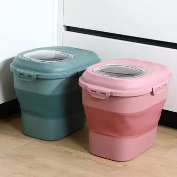 25 кг контейнер для риса складной двойной уплотнительное кольцо полипропилен бытовой держатель для хранения муки для кухни зелёный