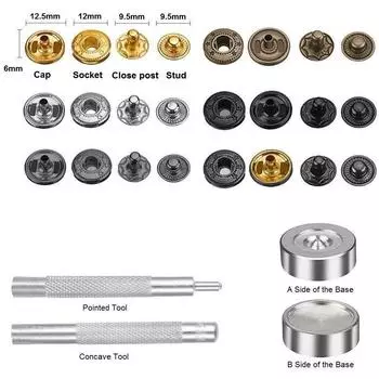 25 комплектов/упаковка застежек 10/12/15 мм, металлические кнопки, швейные пуговицы, застежки + 2 инструмента + 1 для шитья, застежки для одежды, кожаные ремесленные застежки 10mm бронзовый