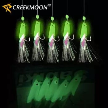 25 крючков/5 пакетов, светящиеся крючки для рыбной ловли, морская соленая вода, пресноводные рыболовные бобы, снасти Sabiki, крючки для веревки 1#-2#-3#-4#1/0# 25pcs 5 bags