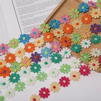 25 мм Цветочная ромашка кружевная отделка цветная вышитая лента для поделок своими руками швейные принадлежности вязание свадьба ручная работа пэчворк 1Yard 2.5cm