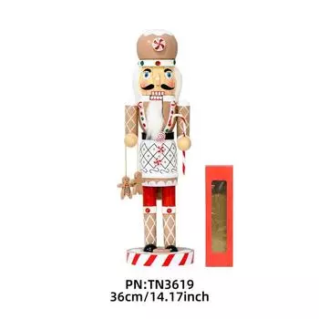 25 New 36CM Gingerbread Man Nutcracker Solid Wood Decorative Puppet Gifts Crafts Christmas Ornaments 36CM