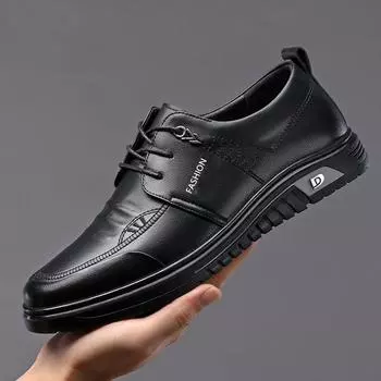 25 New business and leisure men s leather shoes trendy fashion leather shoes breathable and comfortable inside men s leather shoes 39 чёрный