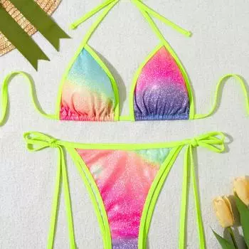 25 Новых Сексуальных Европейских и Американских Радужных Бикини Extra Large цветочный