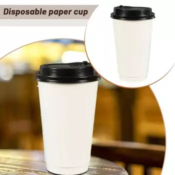 25 Pack Disposable Paper Coffee Cups With Black Dome Lids - Suitable For Hot Drinks, Cold Drinks, Coffee, Tea, Cocoa, Travel, , Home, Cider, Hot Cho One Size