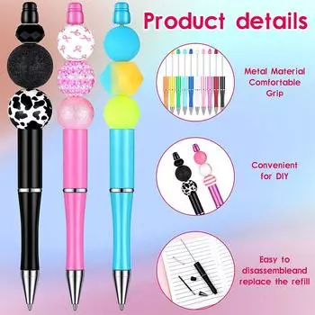 25 Pcs Beadable Pen Plastic Bead Ballpoint Pen Black Ink Beaded DIY Pens Cute Cool Pens for DIY Making Gift Kids Students 25 Colors Mixed чёрный