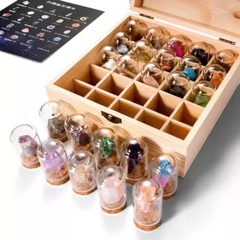 25 предметов: образец руды, образец минерала, образец горной породы, набор для коллекции натурального камня, стеклянная крышка, пылезащитная фигурка, украшение, выставочный ящик для образцов