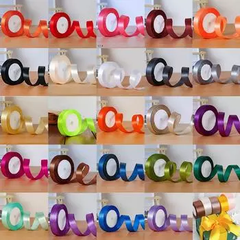 25 ярдов/рулон, ширина 20 мм, шелковые атласные ленты для поделок, бант, ручная работа, подарочная упаковка, вечеринка, свадьба, декоративные / рождественские ленты Width 2cm